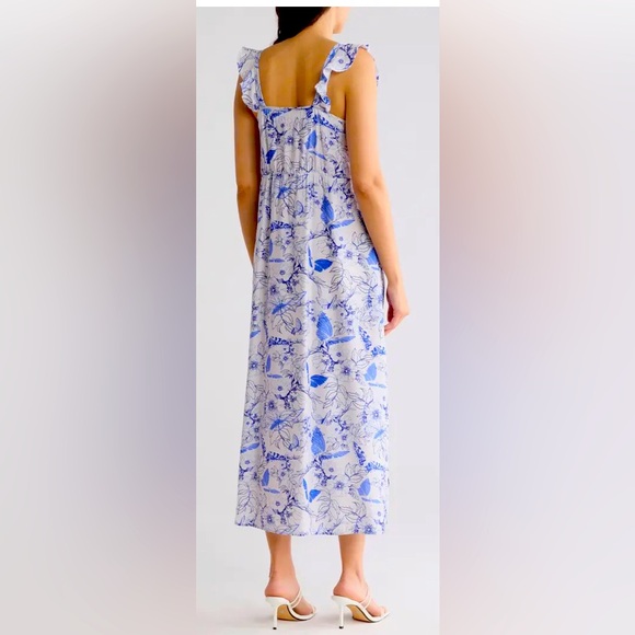 Floral Maxi Sun-Dress/Blue & White - Size Small/Nordstrom - Picture 3 of 5